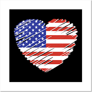 American Flag Heart Posters and Art